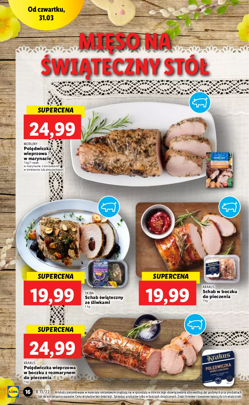 Gazetka promocyjna Lidl - GAZETKA - ważna 31.03 do 03.04.2022 - strona 16 - produkty: Borówka, Krakus, Mięso, Morliny, Piec, Polędwiczka wieprzowa, Stół