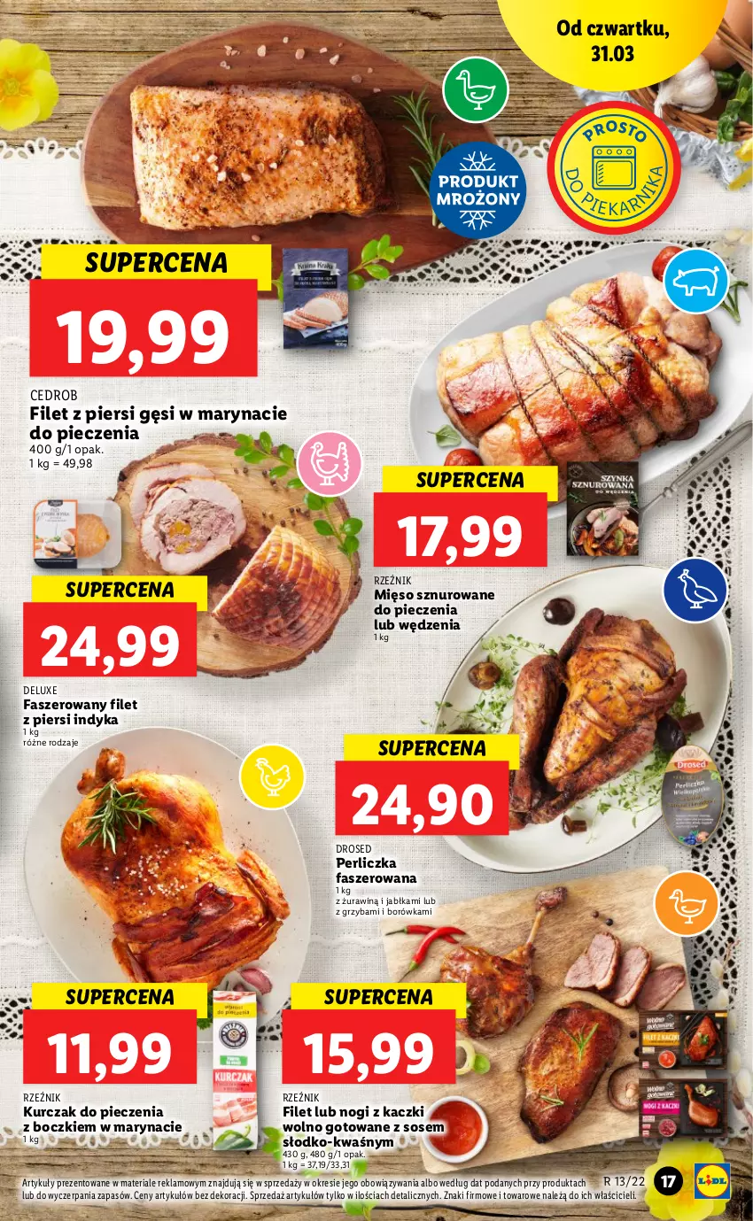 Gazetka promocyjna Lidl - GAZETKA - ważna 31.03 do 03.04.2022 - strona 17 - produkty: Borówka, Fa, Filet z piersi gęsi, Filet z piersi indyka, Jabłka, Kurczak, Mięso, Perliczka, Piec, Sos