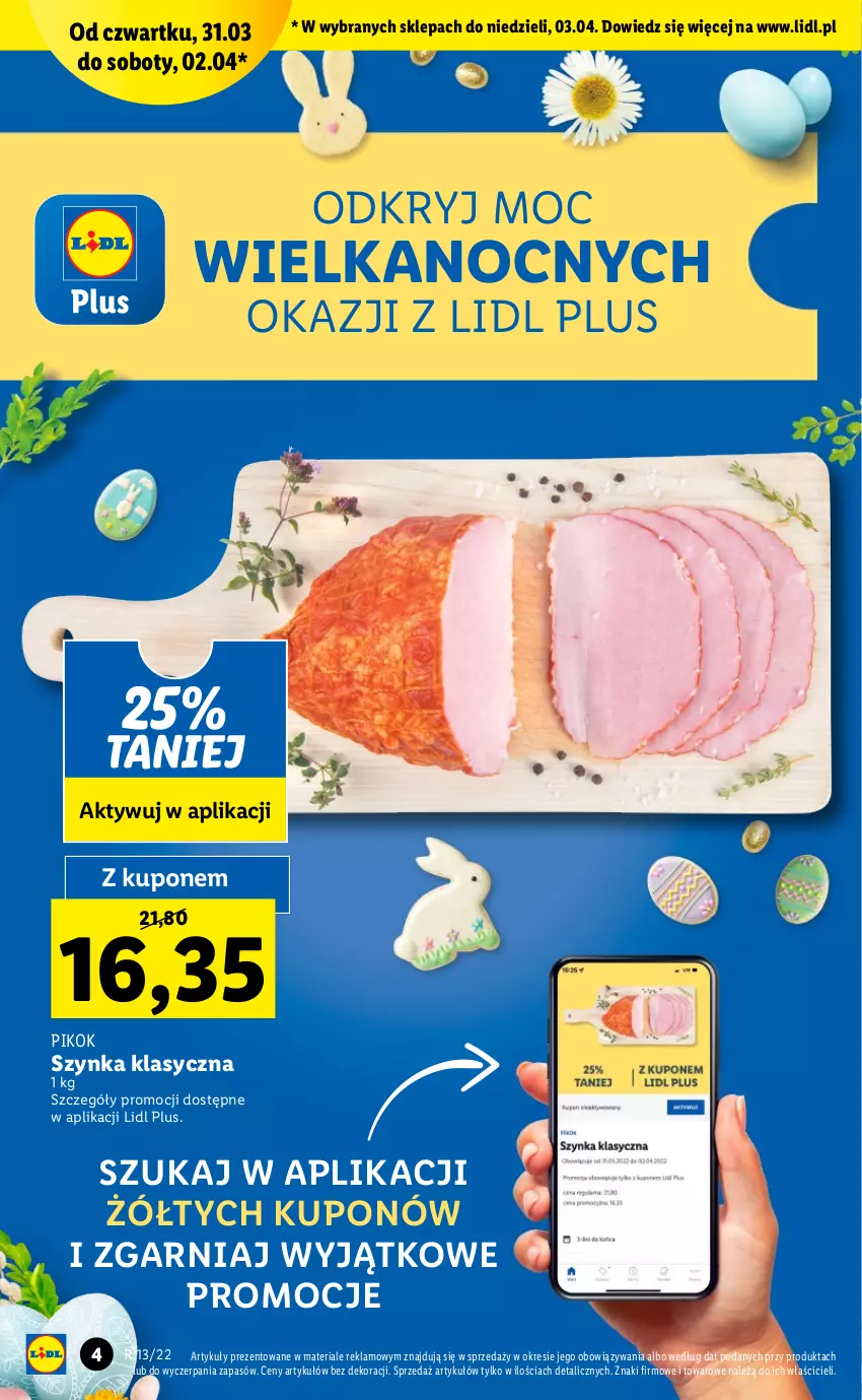 Gazetka promocyjna Lidl - GAZETKA - ważna 31.03 do 03.04.2022 - strona 4 - produkty: PIKOK, Szynka