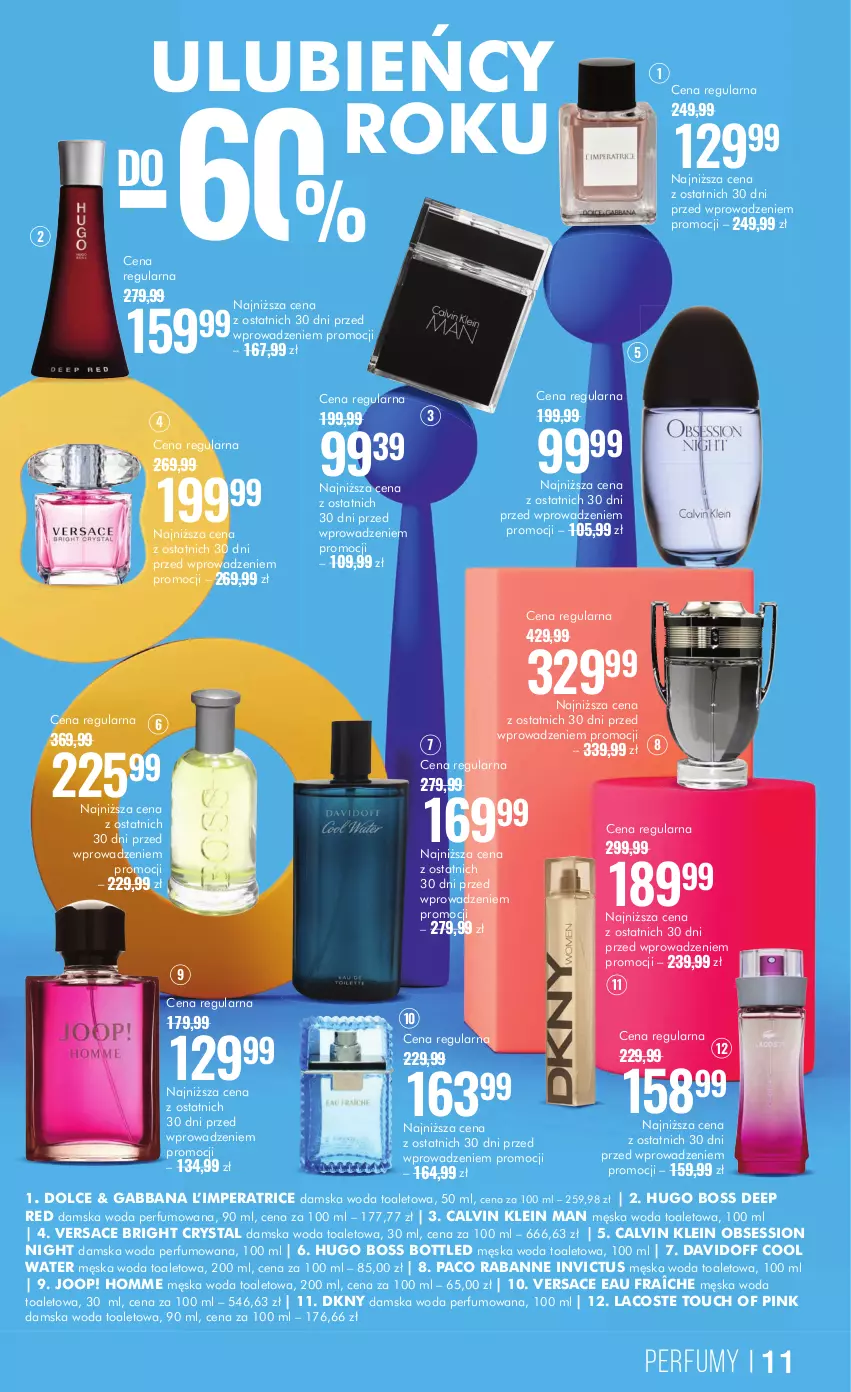 Gazetka promocyjna Super Pharm - ważna 07.11 do 22.11.2024 - strona 11 - produkty: Calvin Klein, Davidoff, DKNY, Hugo Boss, JOOP!, Lacoste, Paco Rabanne, Perfum, SESSIO, Versace, Woda, Woda perfumowana, Woda toaletowa