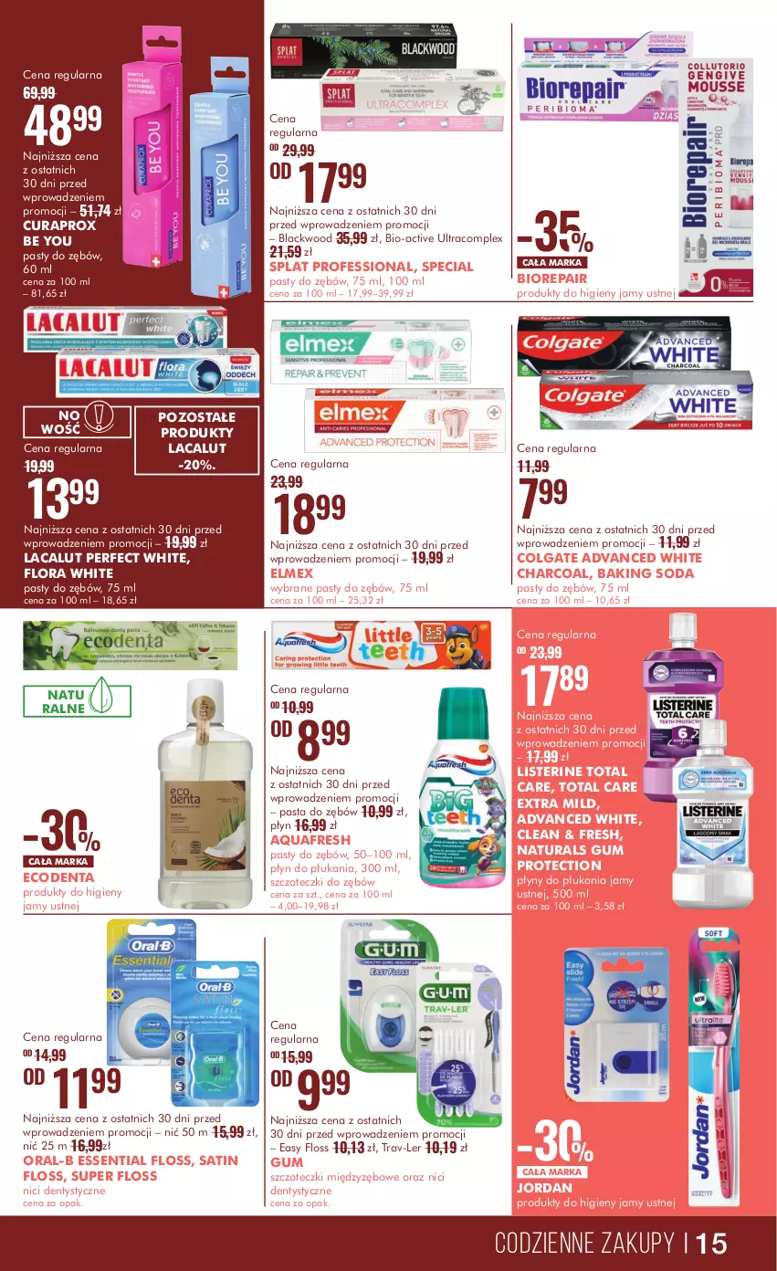 Gazetka promocyjna Super Pharm - ważna 07.11 do 22.11.2024 - strona 15 - produkty: Aquafresh, Biorepair, Colgate, Curaprox, Ecodenta, Elmex, Flora, Lacalut, Lack, LG, Listerine, Pasta do zębów, Płyn do płukania, Sati