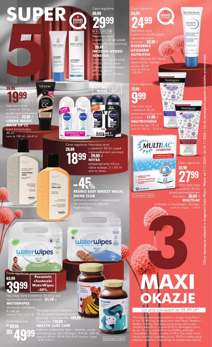 Gazetka promocyjna Super Pharm - ważna 07.11 do 22.11.2024 - strona 2 - produkty: Antyperspirant, Atoderm, Bioderma, Chusteczki, Iwostin, Krem odżywczy, Lirene, Mop, Multilac, Neutrogena, Nivea, Odżywka, Olej, Probiotyk, Suplement diety, Szampon, Zdrowie