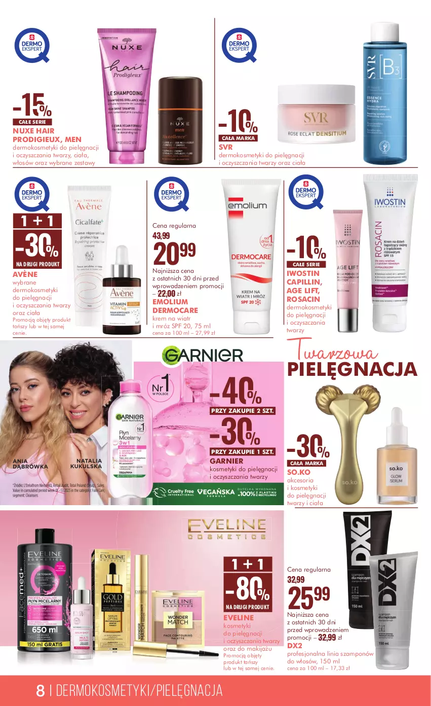 Gazetka promocyjna Super Pharm - ważna 07.11 do 22.11.2024 - strona 8 - produkty: Avène, DX2, Emolium, Eveline, Garnier, Iwostin, Kosmetyki do pielęgnacji, Krem na wiatr i mróz, Makijaż, Nuxe, Ser, SVR, Szampon, Top