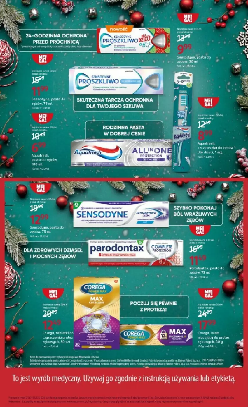 Gazetka promocyjna Rossmann - ważna 03.12 do 16.12.2024 - strona 10 - produkty: Aquafresh, Corega, Parodontax, Pasta do zębów