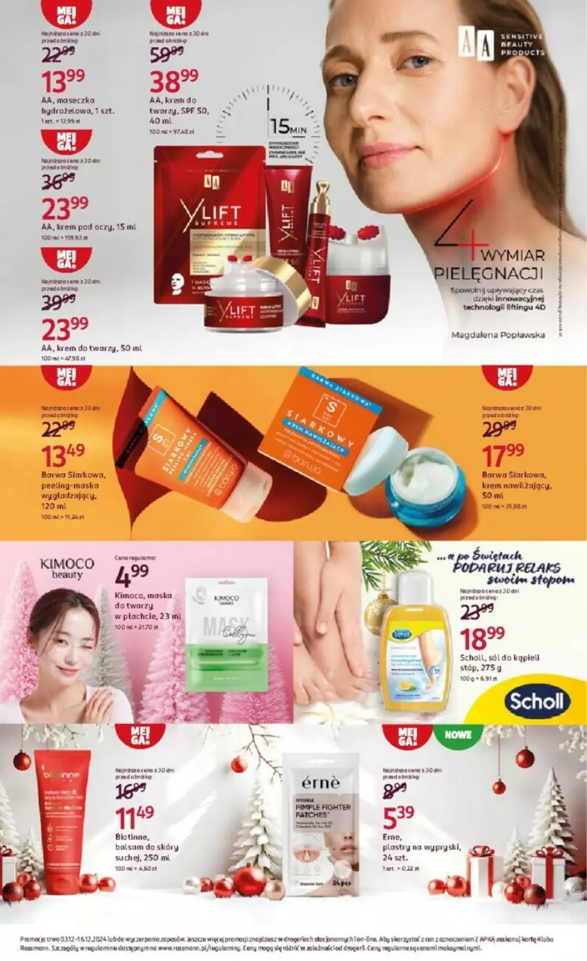 Gazetka promocyjna Rossmann - ważna 03.12 do 16.12.2024 - strona 2 - produkty: Barwa Siarkowa, Krem do twarzy, Krem pod oczy, Maska, Peeling, Scholl, Sól, Sól do kąpieli, Top