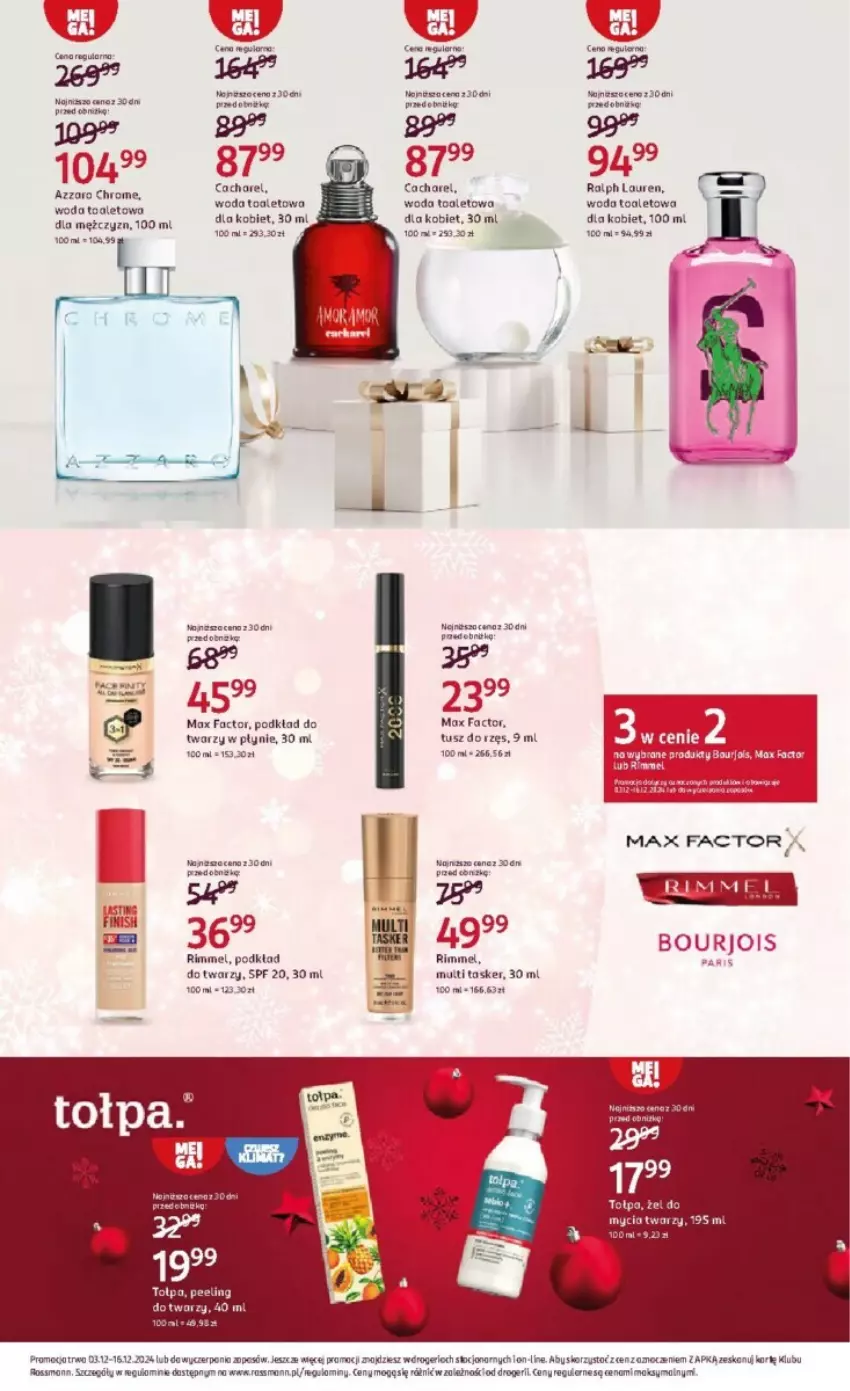 Gazetka promocyjna Rossmann - ważna 03.12 do 16.12.2024 - strona 36 - produkty: Bourjois, Cacharel, Fa, Laur, Max Factor, Podkład, Ralph Lauren, Tołpa, Tusz, Woda, Woda toaletowa