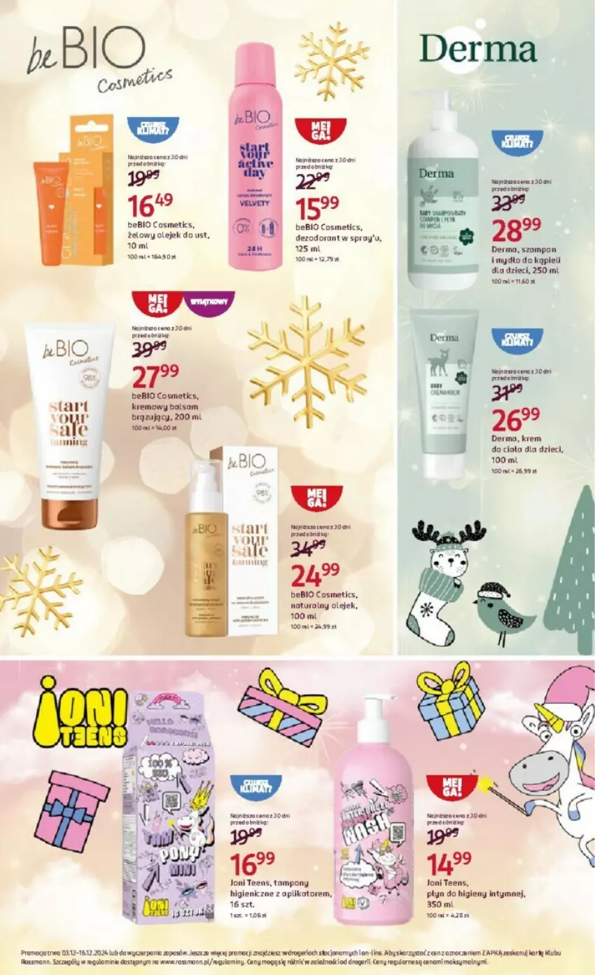 Gazetka promocyjna Rossmann - ważna 03.12 do 16.12.2024 - strona 7 - produkty: Dezodorant, Dzieci, Krem do ciała, Olej, Płyn do higieny intymnej, Rama, Tampony