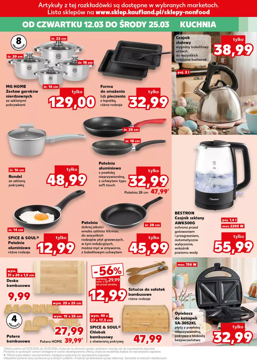 Gazetka promocyjna Kaufland - Kaufland - ważna 12.03 do 25.03.2026 - strona 11 - produkty: Chleb, Chlebak, Czajnik, Kuchnia, Opiekacz do kanapek, Patelnia, Piec, Pokrywa, Rondel, Sałat, Tera