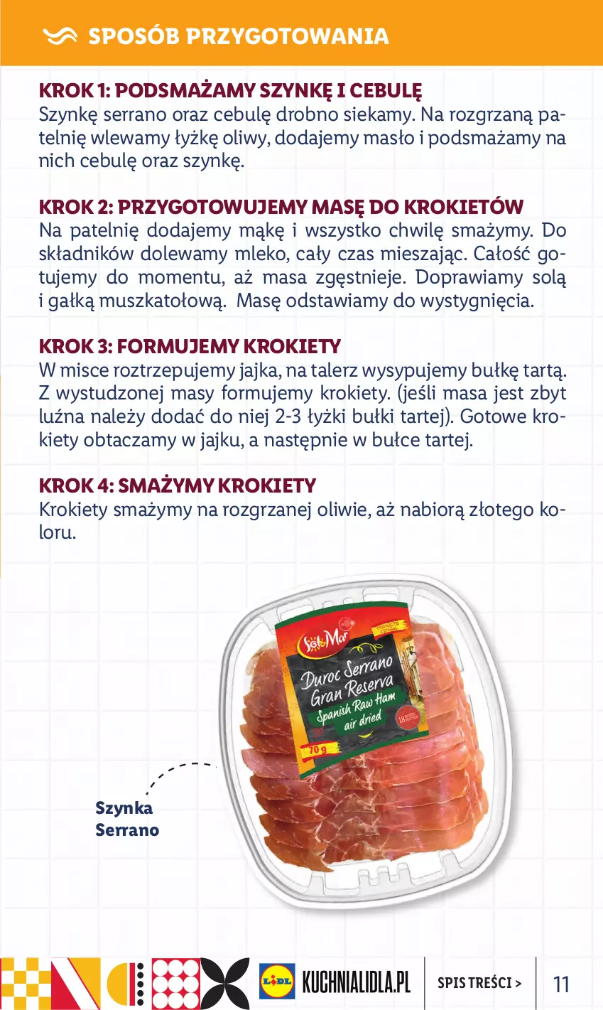 Gazetka promocyjna Lidl - KATALOG IBERYJSKI - ważna 12.09 do 17.09.2022 - strona 11 - produkty: Krokiety, Masło, Mleko, Mus, Ser, Szynka, Talerz