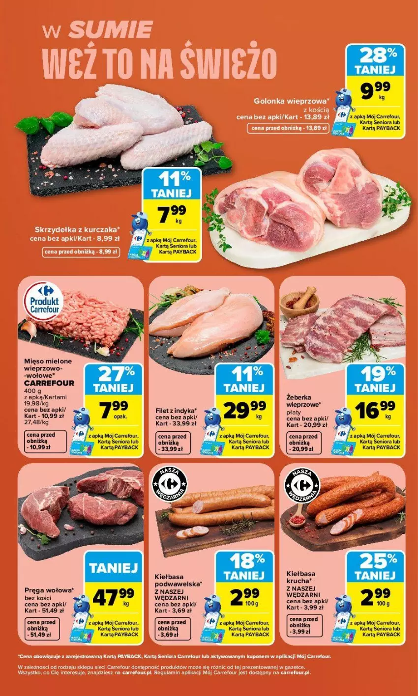 Gazetka promocyjna Carrefour - Gazetka Carrefour, Market w SUMIE weź to na świeżo - ważna 13.07 do 18.07.2026 - strona 7 - produkty: Kiełbasa, Mięso, Mięso mielone, Pręga wołowa, Wawel