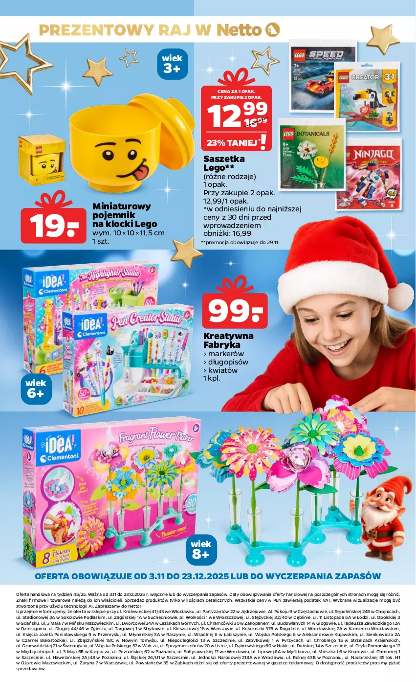 Gazetka promocyjna Netto - Katalog Zabawki 2025 - ważna 03.11 do 23.12.2025 - strona 20 - produkty: Długopis, Fa, Gry, Karp, Klocki, Kujawski, LEGO, Marker, Podlaski, Pojemnik, Sok, Stock, Top, Wino