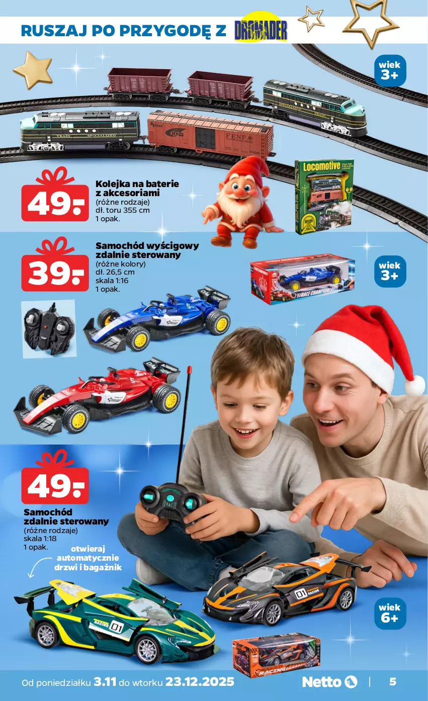 Gazetka promocyjna Netto - Katalog Zabawki 2025 - ważna 03.11 do 23.12.2025 - strona 5 - produkty: Drzwi, Kolejka, Olej, Samochód