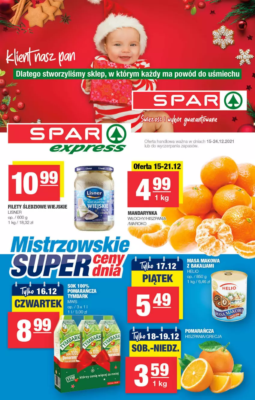 Gazetka promocyjna Spar - SparExpress - ważna 12.12 do 22.12.2021 - strona 1 - produkty: Helio, Lisner, Sok