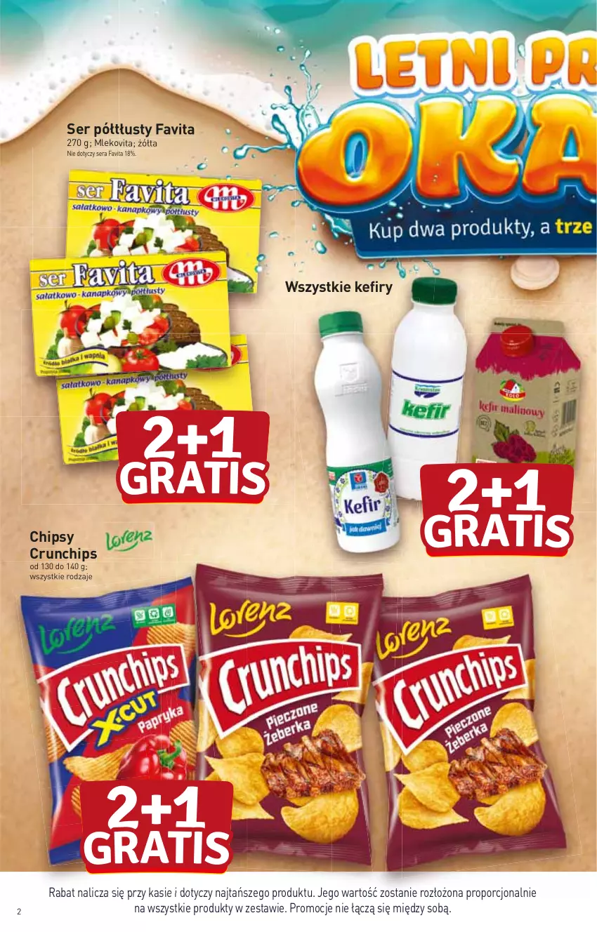 Gazetka promocyjna Stokrotka - Market - ważna 27.07 do 02.08.2023 - strona 2 - produkty: Chipsy, Crunchips, Fa, Favita, Kefir, Mleko, Mlekovita, Por, Ser