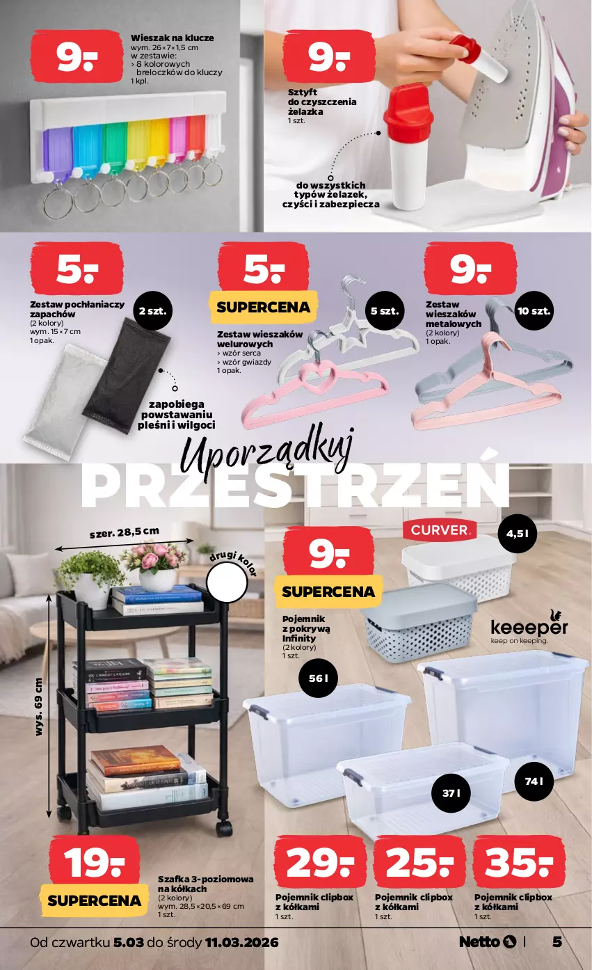 Gazetka promocyjna Netto - Od Czwartku - ważna 05.03 do 11.03.2026 - strona 5 - produkty: LG, Piec, Pojemnik, Por, Ser, Szafka, Wieszak