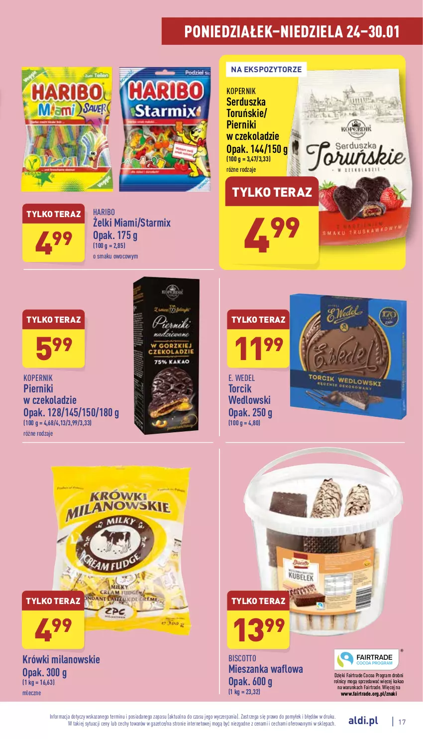 Gazetka promocyjna Aldi - Katalog spożywczy - ważna 24.01 do 30.01.2022 - strona 17 - produkty: E. Wedel, Fa, Gra, Haribo, Kakao, Piernik, Pierniki w czekoladzie, Ser, Tera