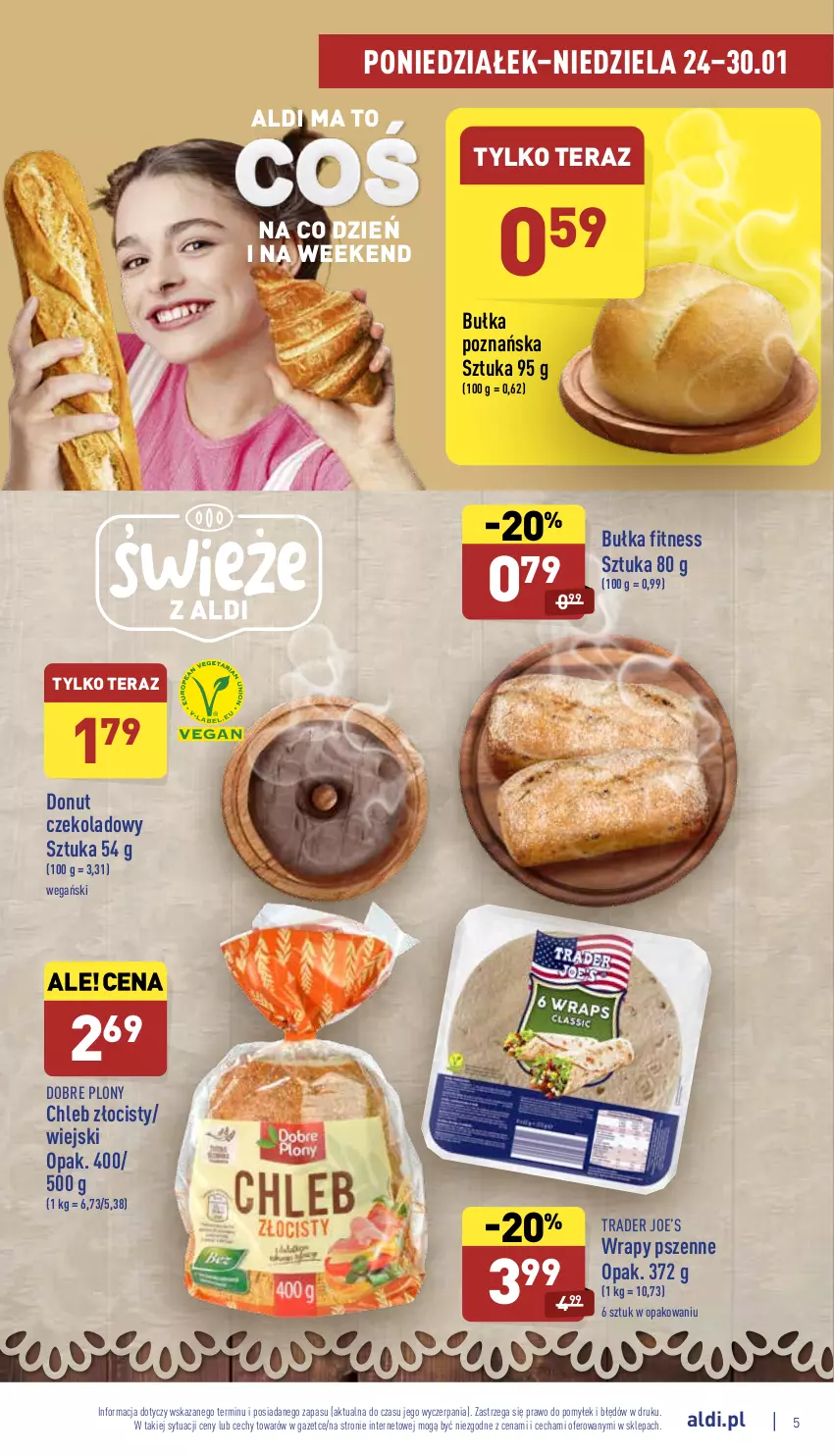 Gazetka promocyjna Aldi - Katalog spożywczy - ważna 24.01 do 30.01.2022 - strona 5 - produkty: Bułka, Bułka fitness, Chleb, Donut, Tera