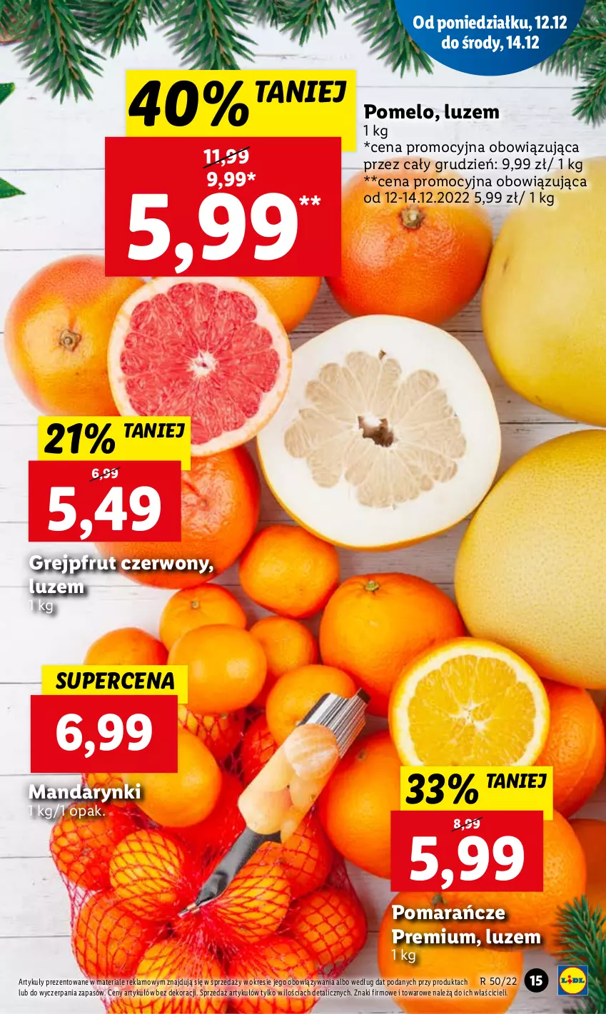 Gazetka promocyjna Lidl - GAZETKA - ważna 12.12 do 14.12.2022 - strona 17 - produkty: Grejpfrut, Mandarynki, Pomarańcze, Pomelo