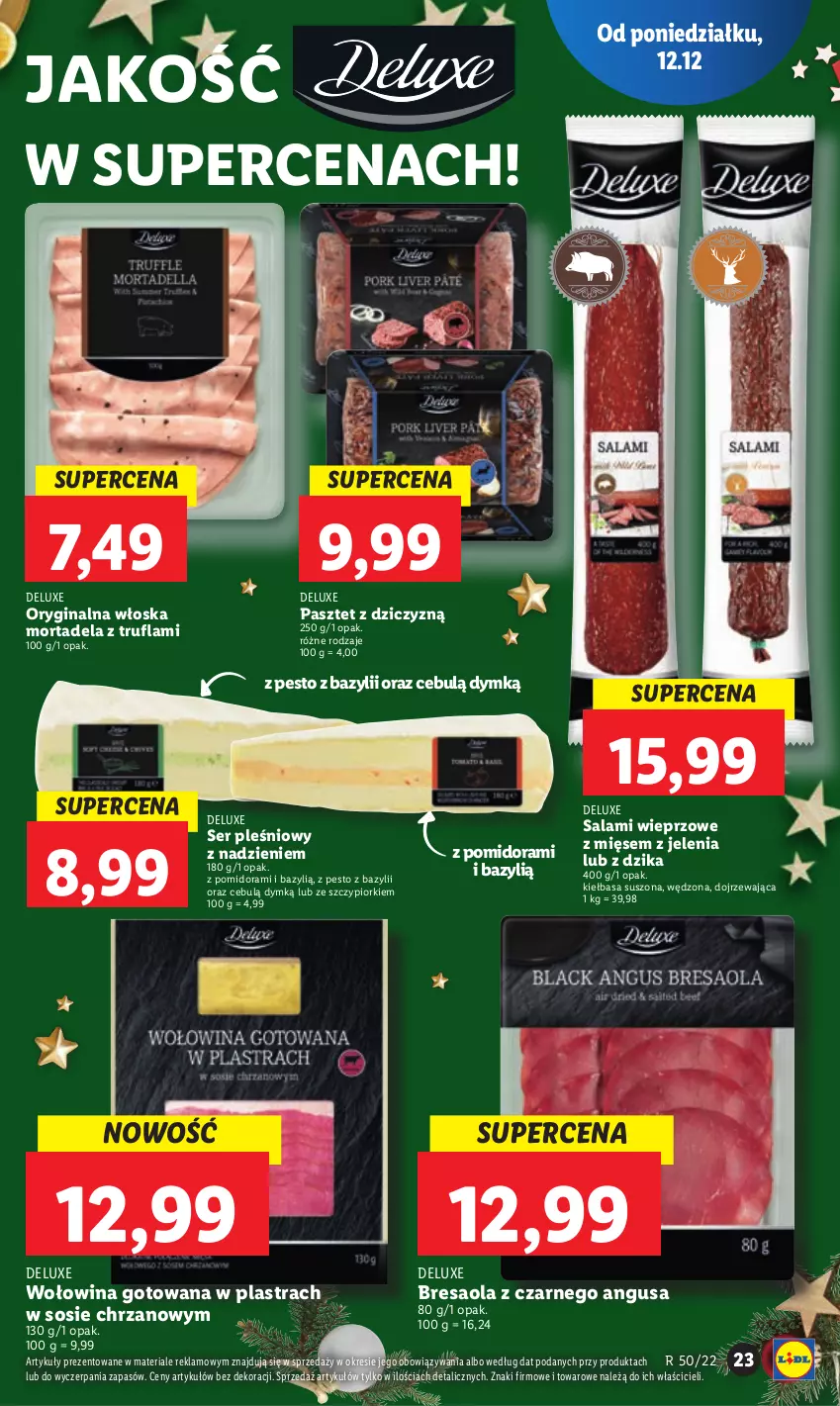 Gazetka promocyjna Lidl - GAZETKA - ważna 12.12 do 14.12.2022 - strona 29 - produkty: Bazyl, Bresaola, Chrzan, Gin, Kiełbasa, Pasztet, Pesto, Salami, Ser, Ser pleśniowy, Sos, Wołowina