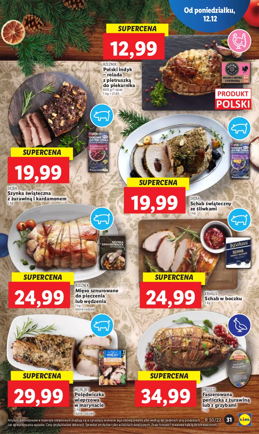 Gazetka promocyjna Lidl - GAZETKA - ważna 12.12 do 14.12.2022 - strona 37 - produkty: Fa, Krakus, Mięso, Morliny, Perliczka, Piec, Piekarnik, Polędwiczka wieprzowa, Rolada, Szynka