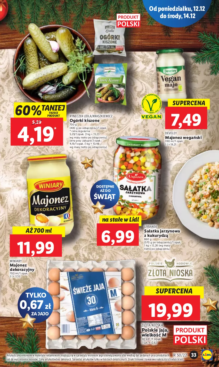 Gazetka promocyjna Lidl - GAZETKA - ważna 12.12 do 14.12.2022 - strona 39 - produkty: Jaja, Majonez, Sałat, Sałatka, Winiary