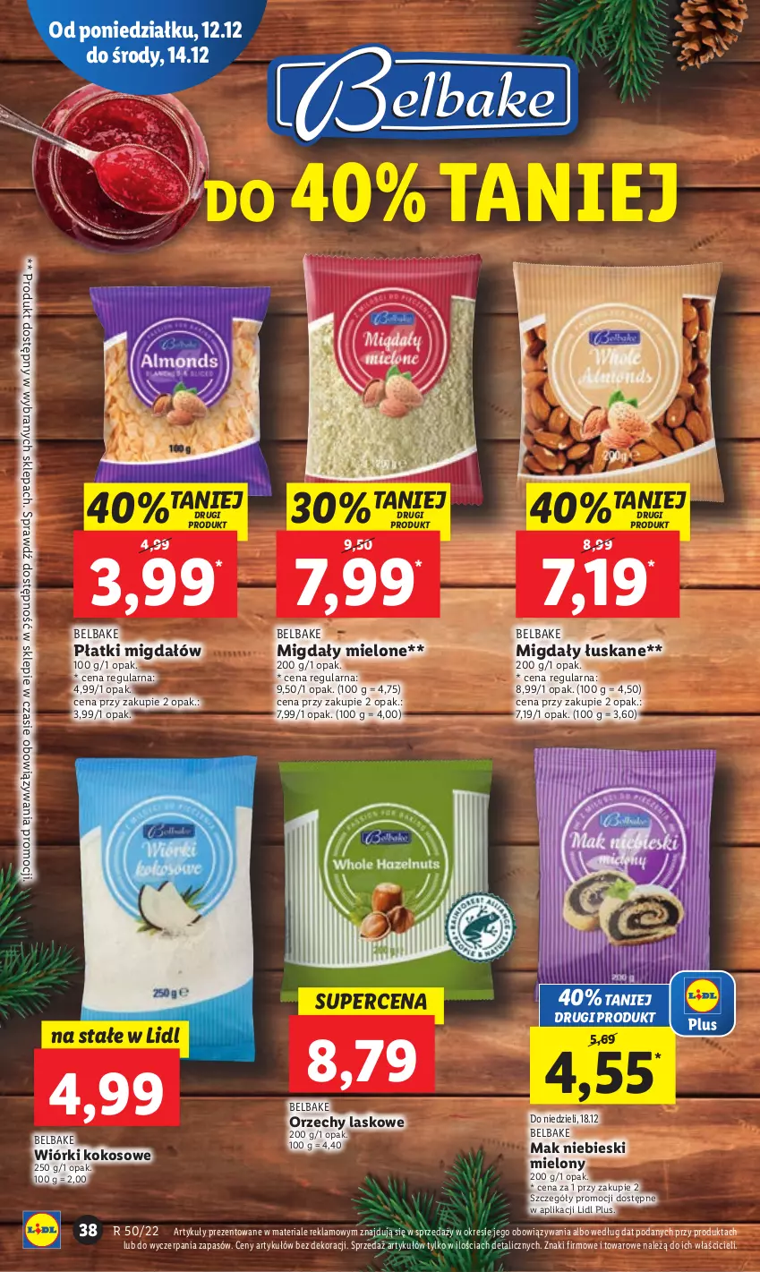 Gazetka promocyjna Lidl - GAZETKA - ważna 12.12 do 14.12.2022 - strona 46 - produkty: Kokos, Migdały, Migdały łuskane, Wiórki kokosowe