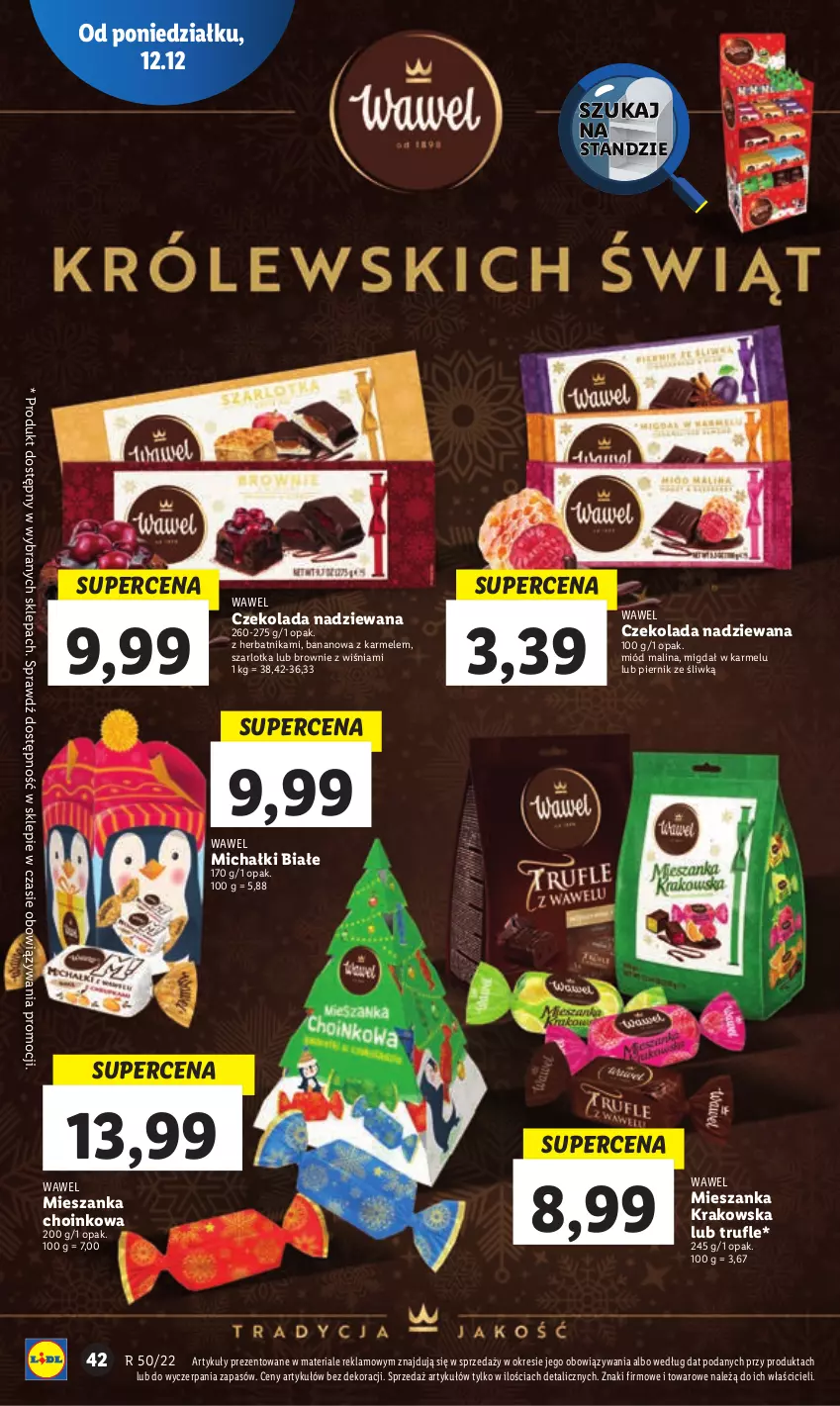 Gazetka promocyjna Lidl - GAZETKA - ważna 12.12 do 14.12.2022 - strona 52 - produkty: Brownie, Czekolada, Czekolada nadziewana, Michałki, Miód, Piernik, Szarlotka, Wawel