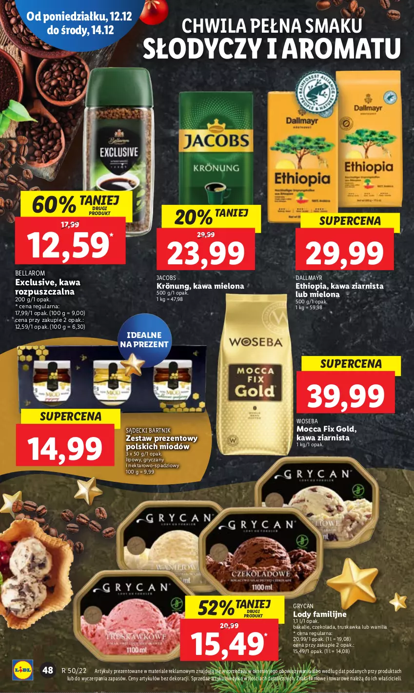 Gazetka promocyjna Lidl - GAZETKA - ważna 12.12 do 14.12.2022 - strona 58 - produkty: Bell, Bella, Czekolada, Dallmayr, Fa, Gry, Jacobs, Kawa, Kawa mielona, Kawa rozpuszczalna, Kawa ziarnista, Lody, Mocca Fix Gold, Nektar, Woseba, Zestaw prezentowy