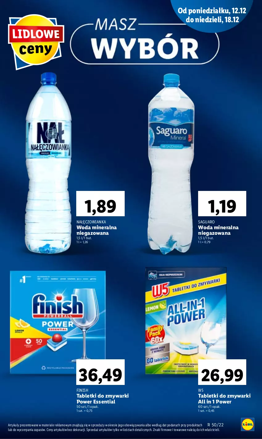 Gazetka promocyjna Lidl - GAZETKA - ważna 12.12 do 14.12.2022 - strona 9 - produkty: Finish, Nałęczowianka, Tablet, Tabletki do zmywarki, Woda, Woda mineralna, Zmywarki