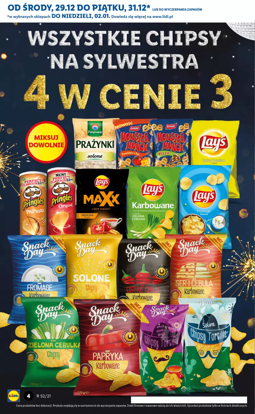 Gazetka promocyjna Lidl - GAZETKA - ważna 29.12.2021 do 02.01.2022 - strona 4 - produkty: Chipsy