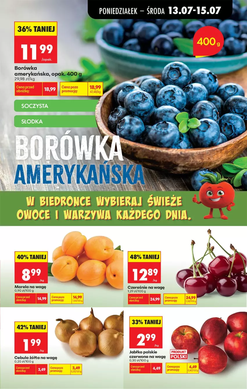 Gazetka promocyjna Biedronka - Od Poniedziałku - ważna 13.07 do 18.07.2026 - strona 27 - produkty: Borówka, Borówka amerykańska, Cebula, Morela