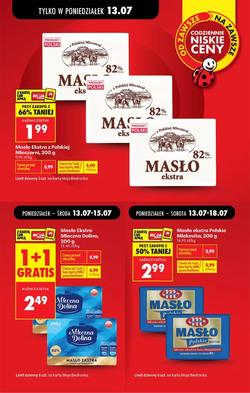Gazetka promocyjna Biedronka - Od Poniedziałku - ważna 13.07 do 18.07.2026 - strona 3 - produkty: Masło, Mleko, Mlekovita