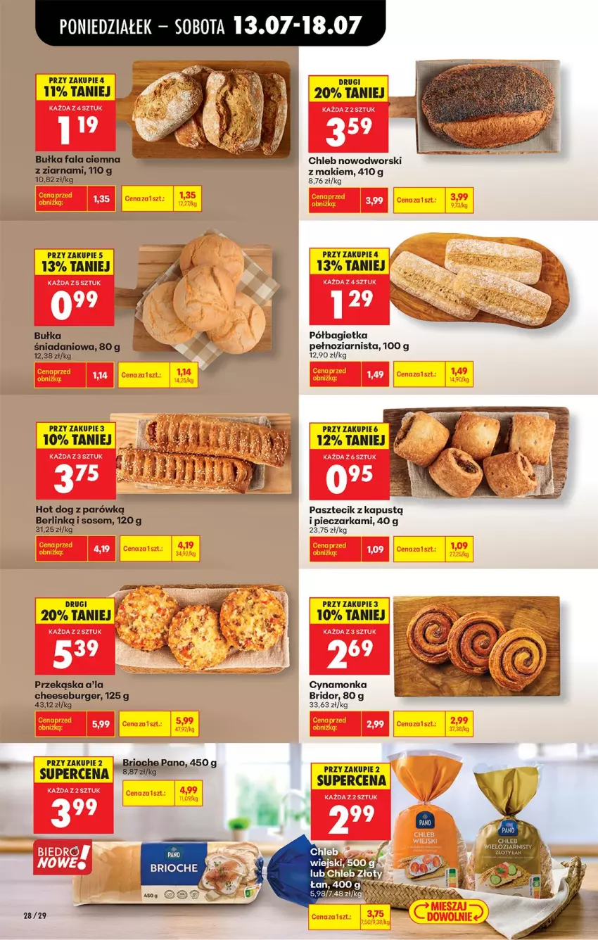 Gazetka promocyjna Biedronka - Od Poniedziałku - ważna 13.07 do 18.07.2026 - strona 34 - produkty: Bagietka, Bułka, Burger, Chleb, Danio, Fa, Hot dog, Kapustą, Piec, Pieczarka, Półbagietka, Sos