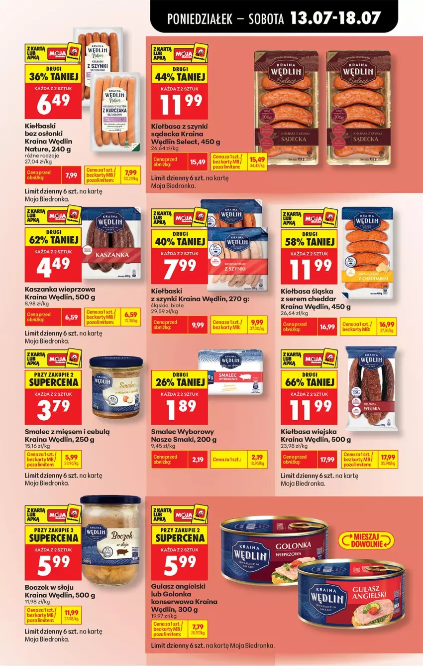Gazetka promocyjna Biedronka - Od Poniedziałku - ważna 13.07 do 18.07.2026 - strona 51 - produkty: Boczek, Cheddar, Kasza, Kaszanka, Kiełbasa, Kiełbasa śląska, Kiełbasa wiejska, Koc, Kurczak, Ser, Smalec