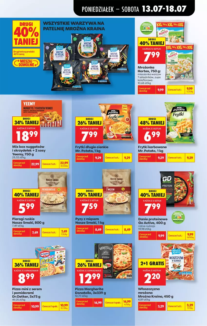Gazetka promocyjna Biedronka - Od Poniedziałku - ważna 13.07 do 18.07.2026 - strona 55 - produkty: Fa, Frytki, Hortex, Kalafior, Mieszanka warzyw, Pierogi, Pizza, Pizza margherita, Ser, Sos, Zupa, Zupa kalafiorowa