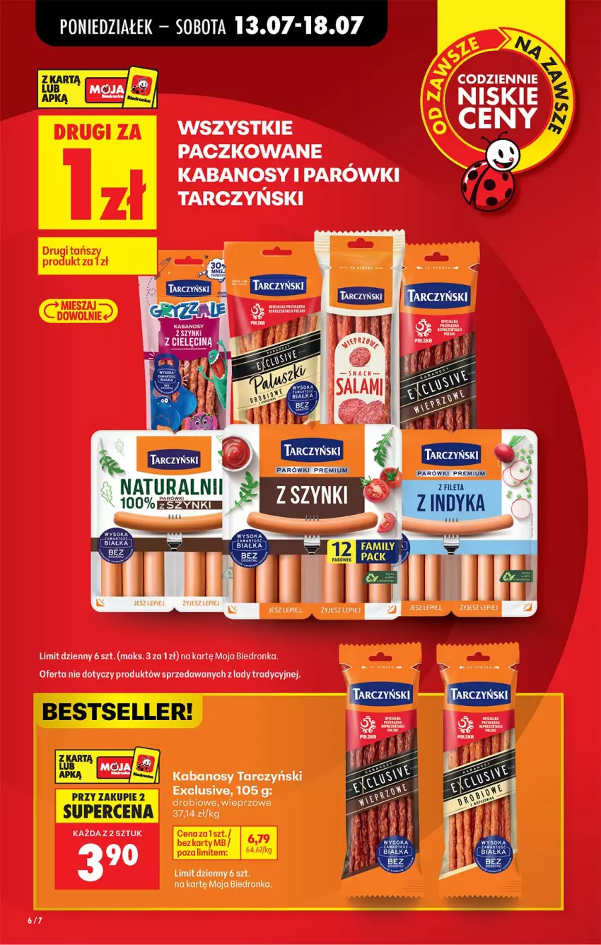 Gazetka promocyjna Biedronka - Od Poniedziałku - ważna 13.07 do 18.07.2026 - strona 6 - produkty: Fa, Kabanos, Parówki, Tarczyński