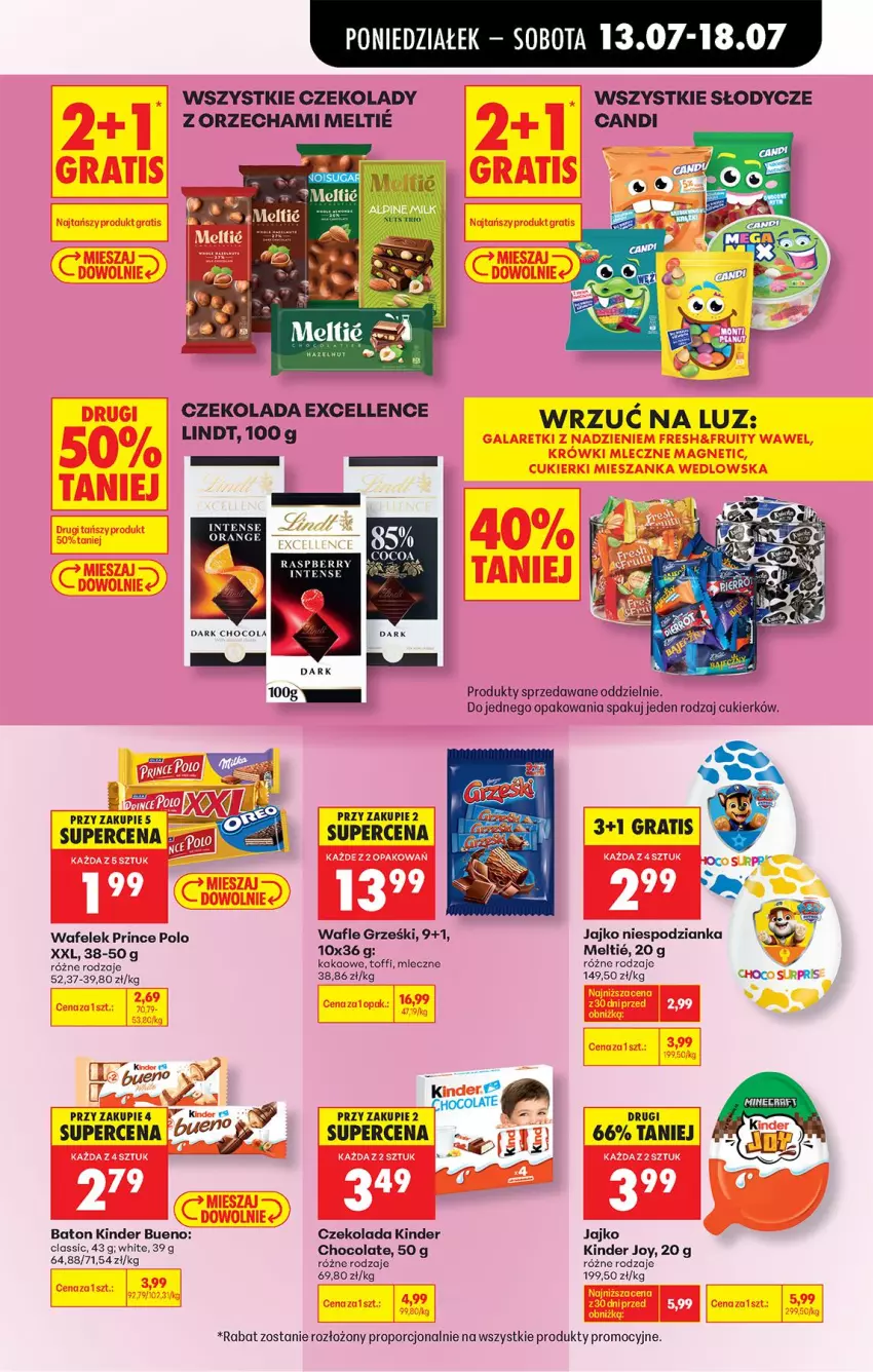 Gazetka promocyjna Biedronka - Od Poniedziałku - ważna 13.07 do 18.07.2026 - strona 65 - produkty: Baton, Cukier, Czekolada, Grześki, Kinder, Kinder Bueno, Lindt, Minecraft, Por, Prince Polo, Wafelek, Wafle