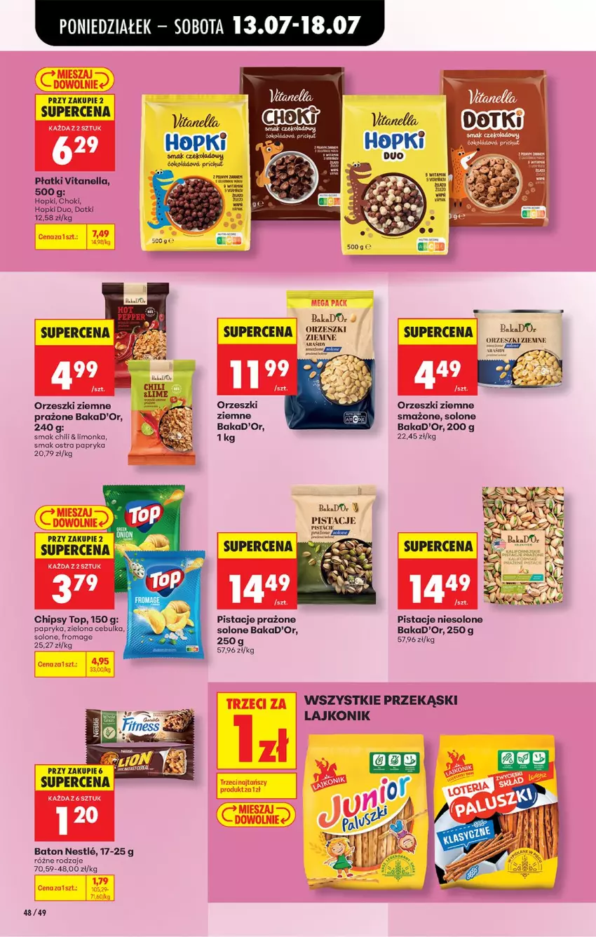 Gazetka promocyjna Biedronka - Od Poniedziałku - ważna 13.07 do 18.07.2026 - strona 66 - produkty: Baton, Botki, Chipsy, Lajkonik, Limonka, Orzeszki, Orzeszki ziemne, Papryka, Pistacje, Top
