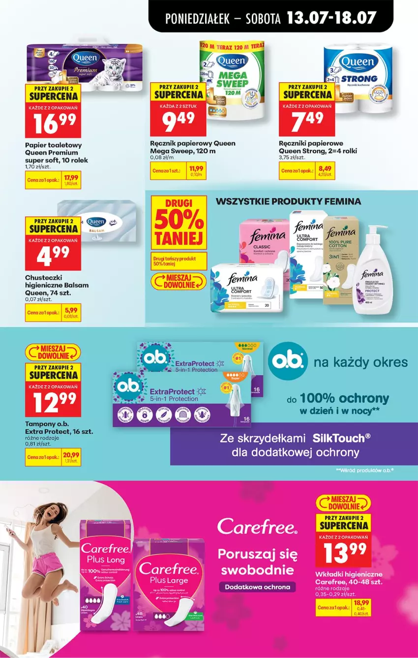 Gazetka promocyjna Biedronka - Od Poniedziałku - ważna 13.07 do 18.07.2026 - strona 77 - produkty: Carefree, Chusteczki, O.B., Papier, Papier toaletowy, Pur, Ręcznik, Ręczniki papierowe, Rolki, Ser, Tampony, Tera, Top, Wkładki