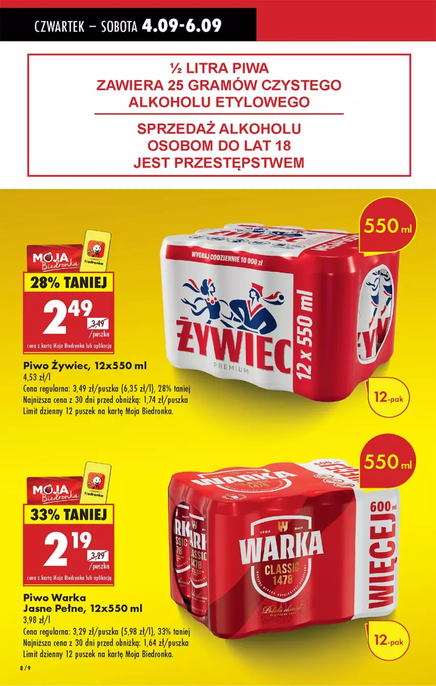 Gazetka promocyjna Biedronka - Od Czwartku - ważna 04.09 do 10.09.2025 - strona 10 - produkty: Piwo, Warka
