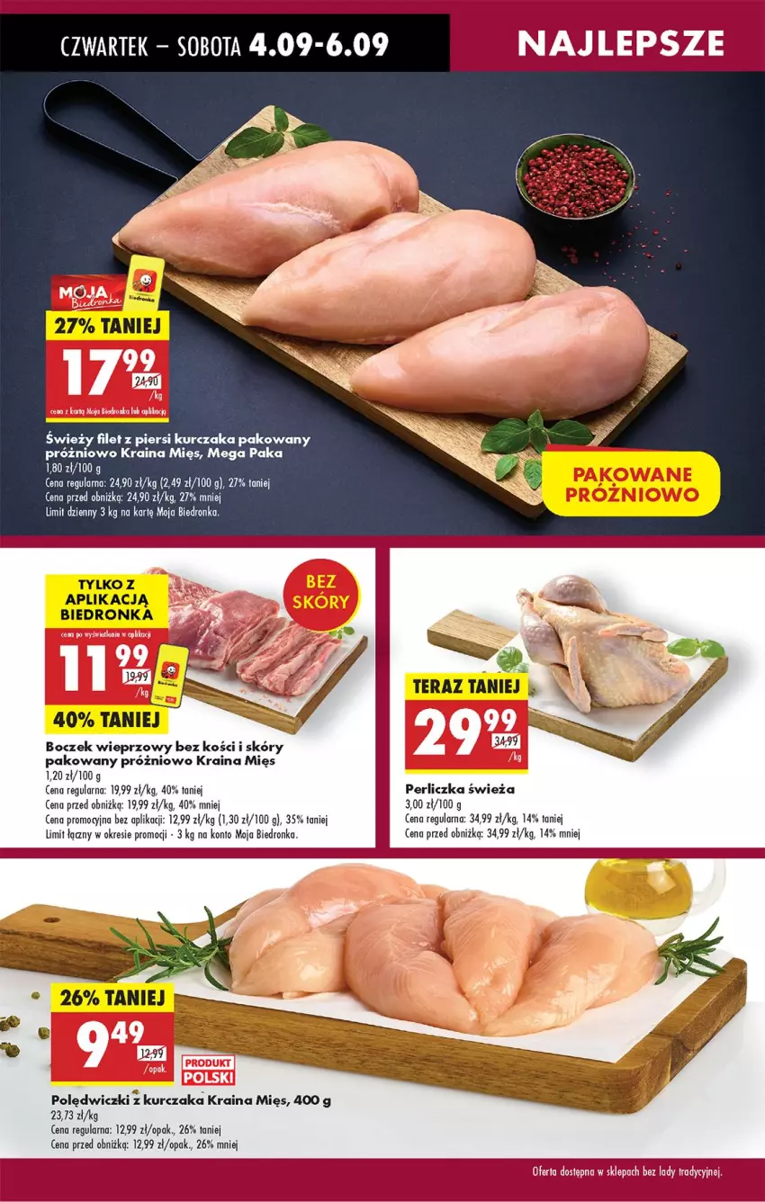 Gazetka promocyjna Biedronka - Od Czwartku - ważna 04.09 do 10.09.2025 - strona 22 - produkty: Boczek, Boczek wieprzowy, Filet z piersi kurczaka, Kurczak, Perliczka, Polędwiczki z kurczaka, PSB, Tera