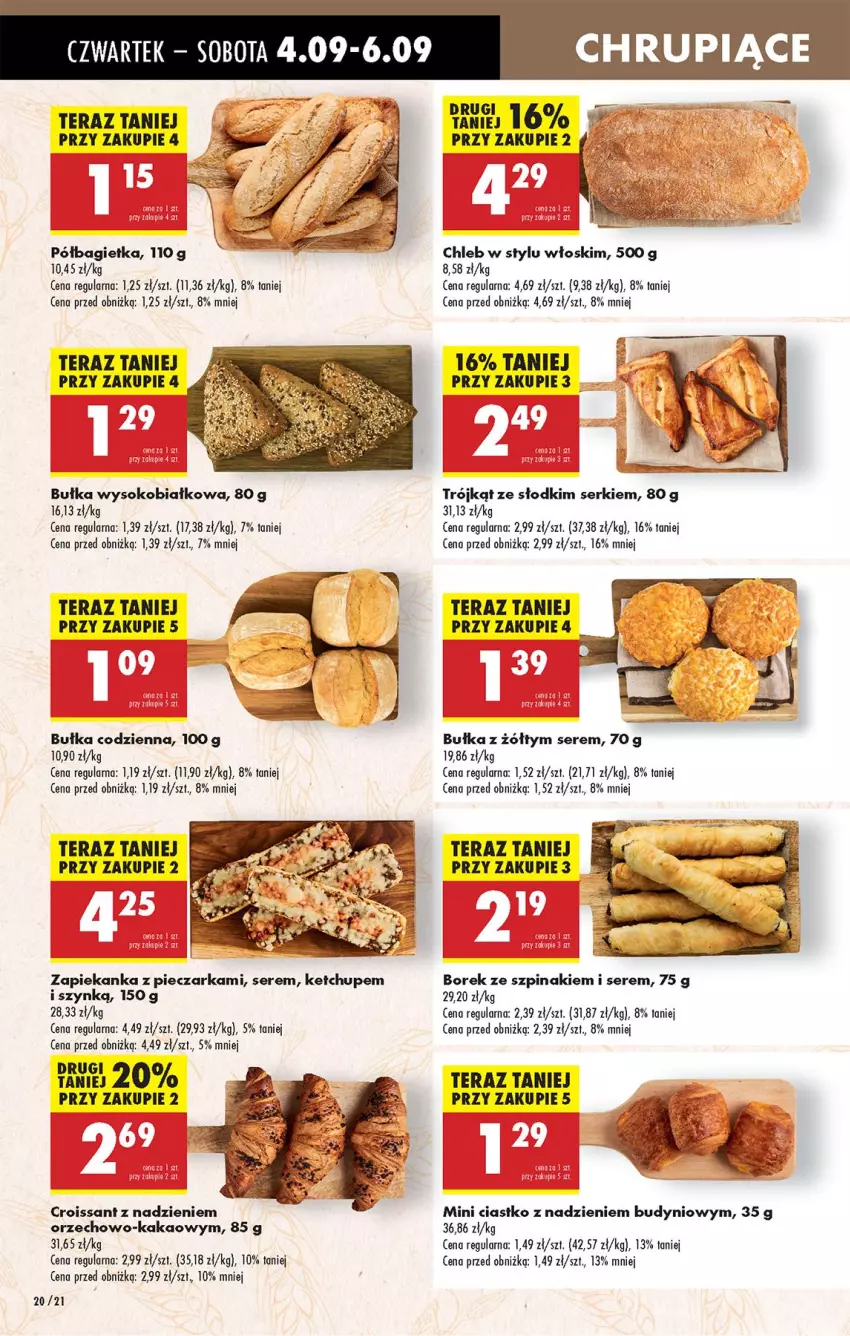 Gazetka promocyjna Biedronka - Od Czwartku - ważna 04.09 do 10.09.2025 - strona 30 - produkty: Bagietka, Bułka, Chleb, Croissant, Kakao, Ketchup, Piec, Pieczarka, Ser, Sok, Szpinak, Tera, Zapiekanka