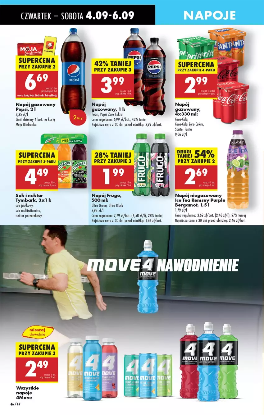 Gazetka promocyjna Biedronka - Od Czwartku - ważna 04.09 do 10.09.2025 - strona 66 - produkty: Coca-Cola, Fa, Fanta, GRID, Ice tea, Lack, Napój, Napój gazowany, Napój niegazowany, Napoje, Nektar, Noż, Pepsi, Por, Pur, Sok, Sok jabłkowy, Sprite, Tymbark