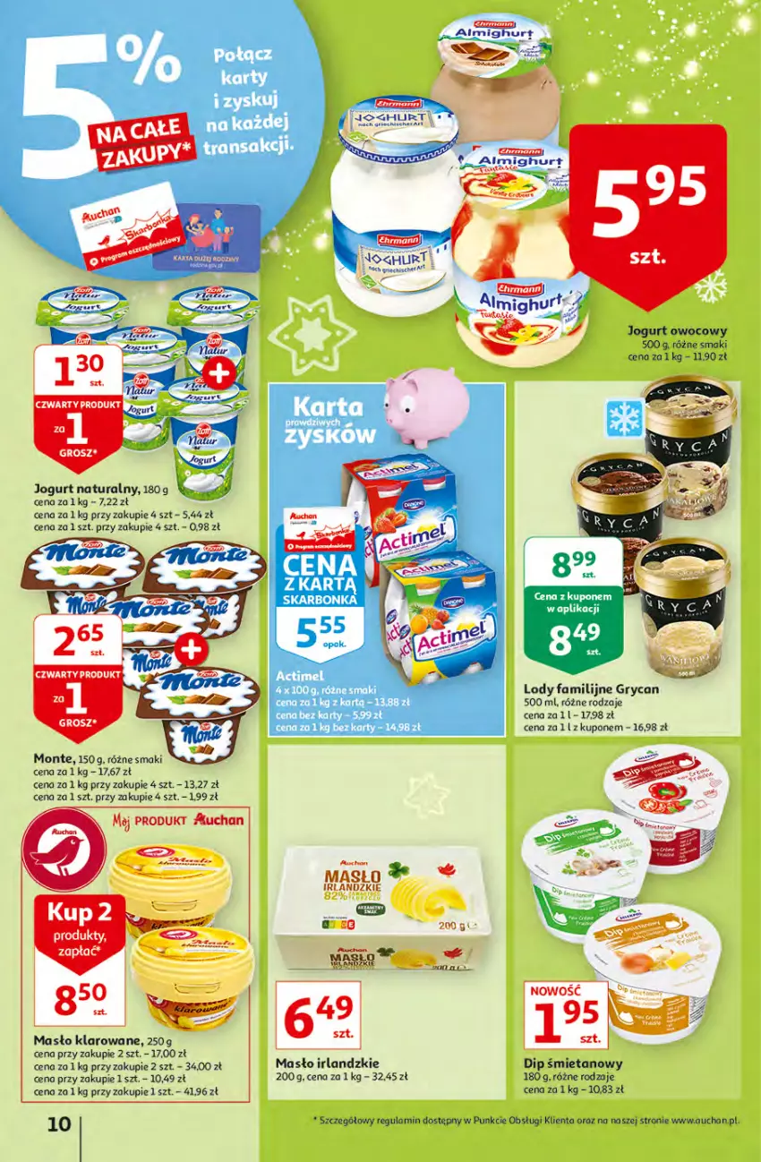 Gazetka promocyjna Auchan - Magia rabatów Hipermarkaty - ważna 12.11 do 17.11.2021 - strona 10 - produkty: Fa, Gry, Jogurt, Jogurt naturalny, Lody, Masło, Masło klarowane, Monte