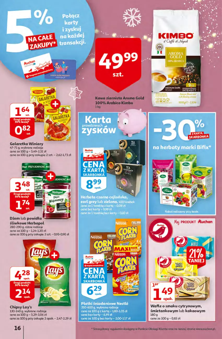 Gazetka promocyjna Auchan - Magia rabatów Hipermarkaty - ważna 12.11 do 17.11.2021 - strona 16 - produkty: BIC, Chipsy, Dżem, Gala, Galaretka, Herbapol, HP, Kakao, Kawa, Kawa ziarnista, Rum, Ser, Wafle, Winiary