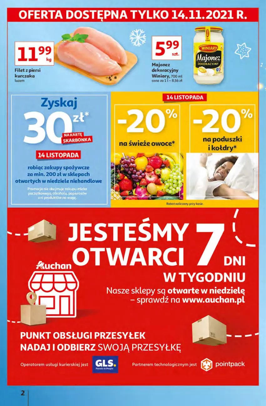 Gazetka promocyjna Auchan - Magia rabatów Hipermarkaty - ważna 12.11 do 17.11.2021 - strona 2 - produkty: Mleko, Owoce, Papier