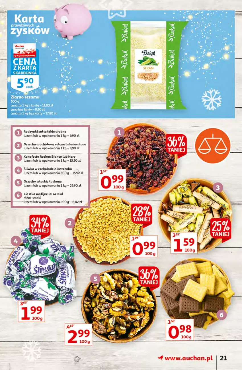 Gazetka promocyjna Auchan - Magia rabatów Hipermarkaty - ważna 12.11 do 17.11.2021 - strona 21 - produkty: Ciastka, Dr Gerard, Fa, Jutrzenka, Orzechy włoskie, Rodzynki