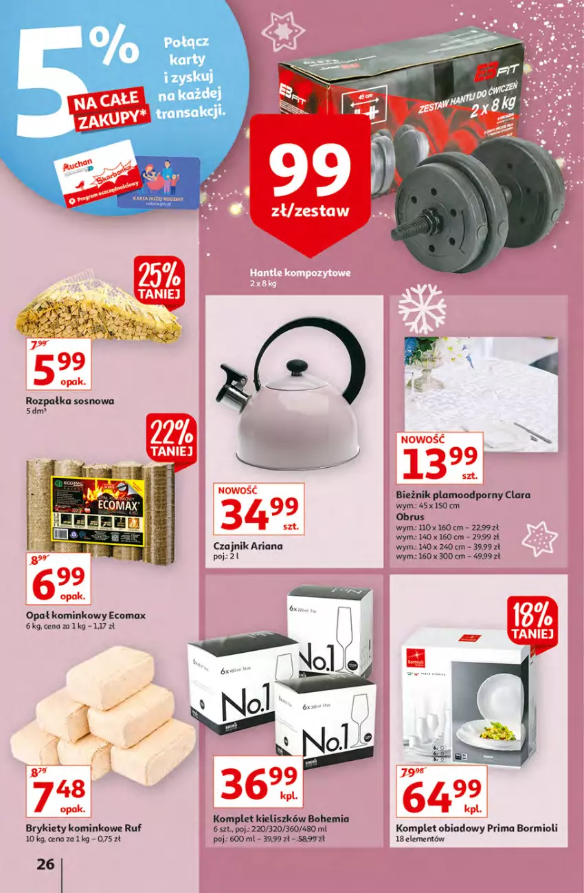 Gazetka promocyjna Auchan - Magia rabatów Hipermarkaty - ważna 12.11 do 17.11.2021 - strona 26 - produkty: Bieżnik, Brykiety, Czajnik, Komplet obiadowy, Obrus, Por, Prima, Sos, Tran