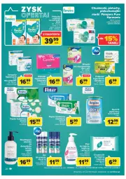 Gazetka promocyjna Carrefour - Gazetka Carrefour Zyskoteka - Gazetka - ważna od 08.10 do 08.10.2022 - strona 28 - produkty: Makijaż, Emulsja, Naturell, Pur, Gin, Pampers, Papier, Lactacyd, Pieluchy, Majtki, Papier toaletowy, Velvet, Mleczko, Ręcznik, Chusteczki, Podpaski, Carefree, Gillette, Płyn do higieny intymnej, Chusteczki do higieny, Pieluchomajtki, Wkładki, O.B., Nivea, Naturella