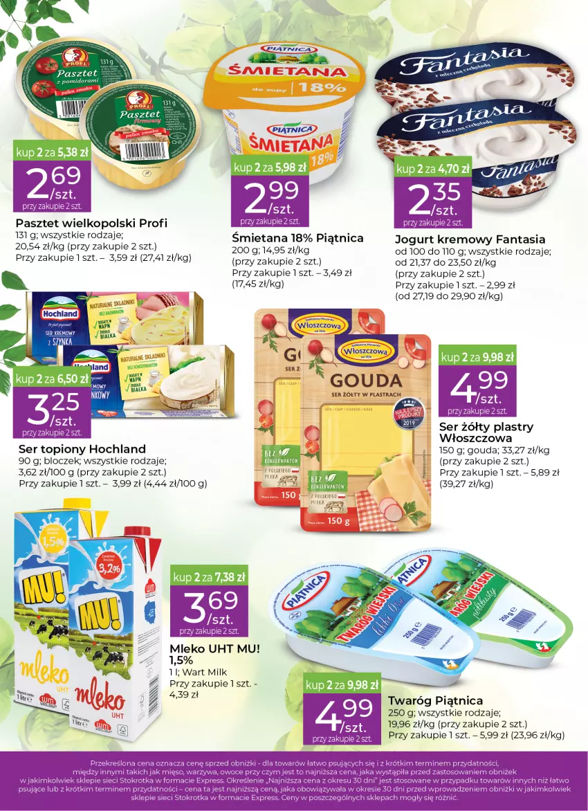 Gazetka promocyjna Stokrotka - Stokrotka Express - ważna 09.03 do 15.03.2023 - strona 2 - produkty: Fa, Fanta, Gouda, Hochland, Jogurt, Miecz, Mięso, Mleko, Owoce, Pasztet, Piątnica, Ser, Ser topiony, Top, Twaróg, Warzywa